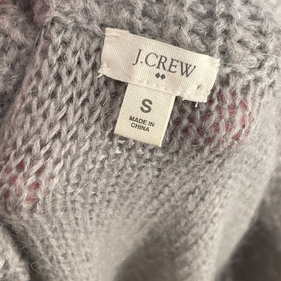 J crew factory mohair wool blend gray loose knit v neck sweater - Picture 4 of 8